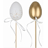 Ei metallic gold und weiß 6 cm + Spieß