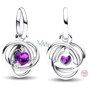 Charme Sterling Silber 925 Violett Ewigkeit Kreis Februar, Anhänger am Armband Symbol Charme Sterling Silber 925 Violett Ewigkeit Kreis Februar, Anhänger am Armband Symbol