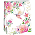 Ditipo Geschenkpapiertüte 18 x 10 x 22,7 cm Weiße bunte Blumen und Kolibri