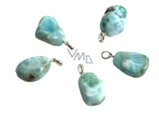 Larimar Trommel-Anhänger, Naturstein ca. 2,6 cm, Ruhe, Frieden, Ausgeglichenheit