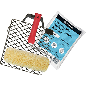 Spokar Plush gelbgrüner Malroller, 250 mm + Halter, Folie, Sieb