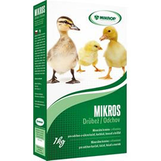 Mikros Geflügelzusatz Mineralfutter mit Vitaminen zur Zucht und Mast von Hühnern, Enten, Gänschen und Puten 1 kg