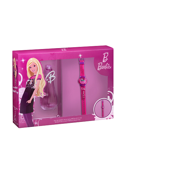 Mattel Barbie Rosa Eau de Toilette für Mädchen 75 ml, Uhr, für Kinder Kosmetikset