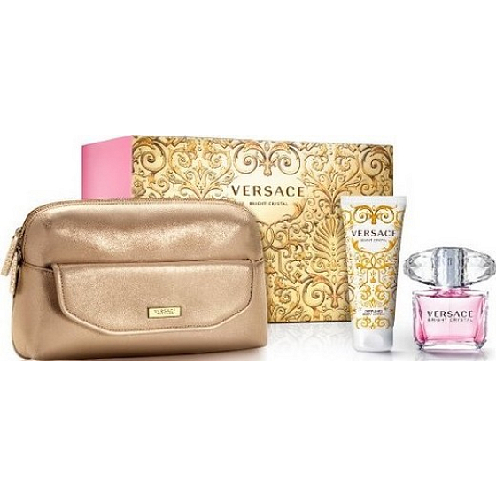 Versace Bright Crystal Eau de Toilette 90 ml + Körperlotion 100 ml + Handtasche, Geschenkset für Frauen