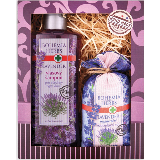 Bohemia Gifts Lavendel-Haarshampoo 250 ml + Badesalz in einem Leinensack 200 g, Kosmetikset