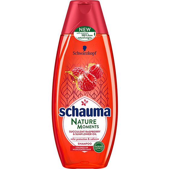 Schauma Nature Moments Saftiges Himbeer- und Sonnenblumenöl für Farbschutz und Glanz Haarshampoo 250 ml