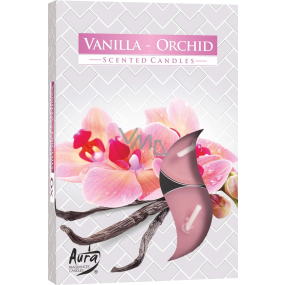 Bispol Aura Vanilla Orchid - Teelichter mit Vanille- und Orchideenduft 6 Stück