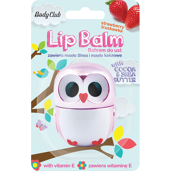 Body Club Owl Metallic Erdbeer Lippenbalsam 3,5 g