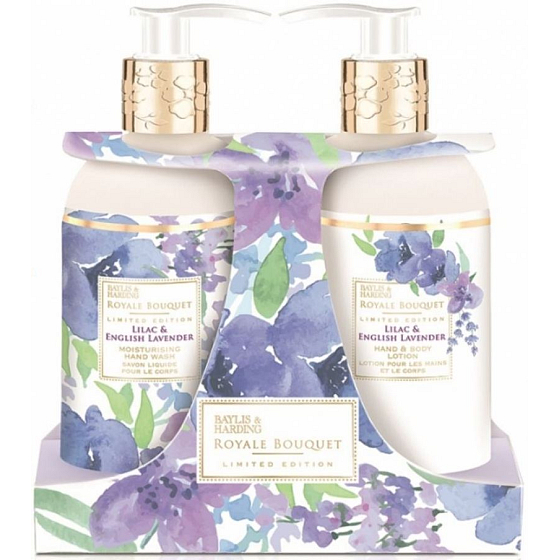 Baylis & Harding Flieder und English Lavender Flüssigseife 300 ml + Handmilch 300 ml, Kosmetikset
