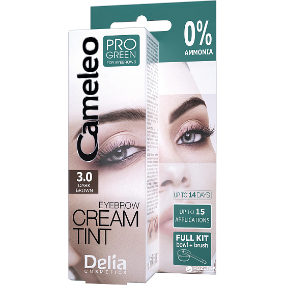 Delia Cosmetics Cameleo Progreen Creme professionelle Augenbrauenfarbe, ammoniakfrei 4.0 Braun - Braun 15 ml
