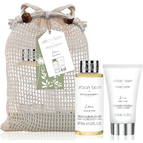 Baylis & Harding Limetten-, Basilikum- und Minz-Reinigungsgel 100 ml + Körpercreme 50 ml, Kosmetikset