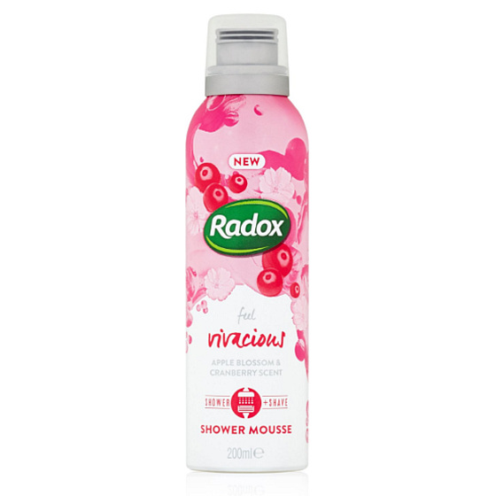 Radox Feel Vivacious Apfelblüte & Cranberry Awakening Shower und Rasierschaum, intensive Flüssigkeitszufuhr, lang anhaltendes Aroma 200 ml