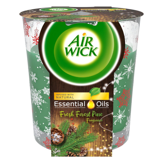 Air Wick Ätherische Öle Frische Waldkiefer - Duftkerze mit Kiefernglanz in Glas 105 g