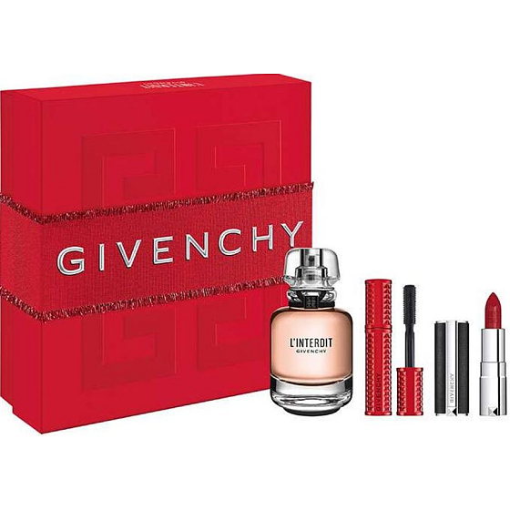 Givenchy L Interdit Eau de Parfum für Frauen 50 ml + Mascara 4 g + Lippenstift 1,5 g, Geschenkset