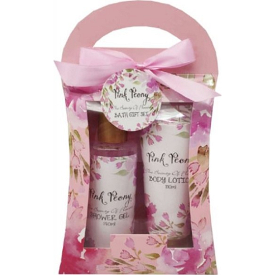 Salsa Collection Pink Pfingstrosen Duschgel 140 ml + Körperlotion 110 ml, Kosmetikset in einer Tüte