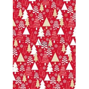 Ditipo Geschenkpapier 70 x 500 cm Rot-weiße und goldene Bäume