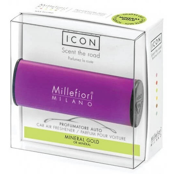 Millefiori Milano Icon Mineral Gold - Mineralgold Autoduft Classic lila duftet bis zu 2 Monate 47 g