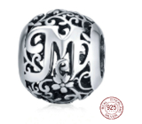 Sterling Silber 925 Magic Alphabet Buchstabe M mit Blumen, Perle für Armband