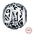 Sterling Silber 925 Magic Alphabet Buchstabe M mit Blumen, Perle für Armband