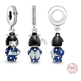 Sterling Silber 925 Japanische Puppe, Theater des Lebens, Reise-Armband-Anhänger Sterling Silber 925 Japanische Puppe, Theater des Lebens, Reise-Armband-Anhänger