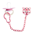 Baby Farlin Schnuller Clip Schnullerkette Maus Rosa für Babys ab 0 Monaten