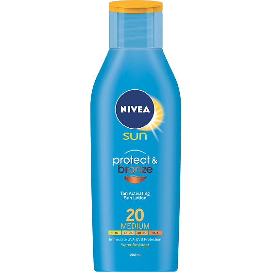 Nivea Sun OF 20 Protect & Bronze Sonnenmilch förderndes Bräunung, 200 ml