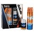 Gillette Fusion ProGlide Manuelles Uhrwerk + Ersatzkopf 1 Stück + Feuchtigkeitsgel 75 ml + Balsam 3 in 1 9 ml, Kosmetiktasche, Kosmetikset für Männer