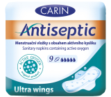 Carin Antiseptic Ultra Wings Damenbinden mit Flügeln und einem aktiven Sauerstoffgehalt von 9 Stück