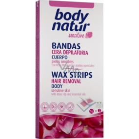 Body Natur Sensitive Hagebuttenöl und ätherisches Öl Epilation Wachsbänder Wachsbänder für den Körper 16 Stück + Post-Wipes 2 Stück