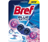 Bref Blue Aktiv Frische Blumen WC-Block für hygienische Sauberkeit und Frische Ihrer Toilette, färbt das Wasser auf einen blauen Farbton von 50 g