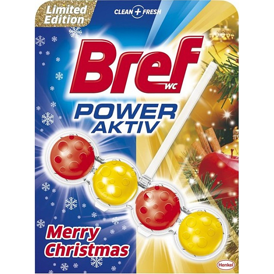 Bref Power Aktiv 4 Formula Frohe Weihnachten rot-gelber WC-Block 50 g