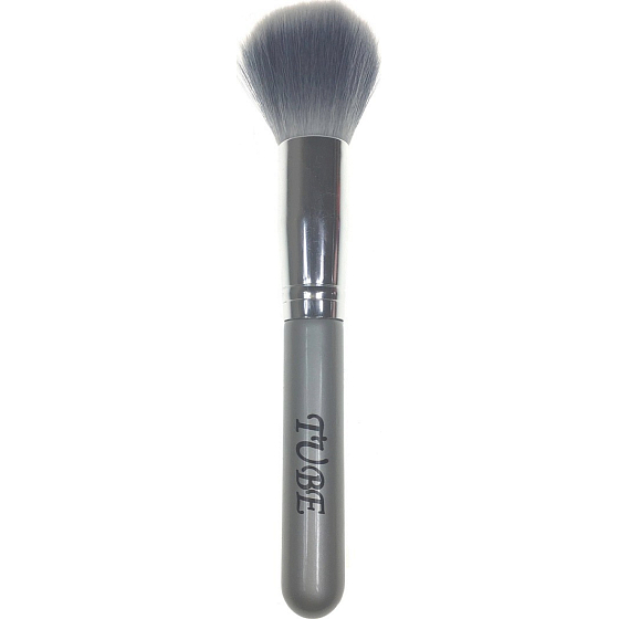 Kosmetikpinsel mit synthetischen Borsten für Puder grau und silber 16,5 cm 30450