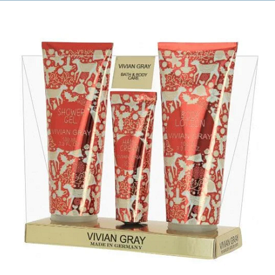 Vivian Grey Christmas Red Körperlotion 100 ml + Duschgel 100 ml + Handcreme 30 ml, Kosmetikset