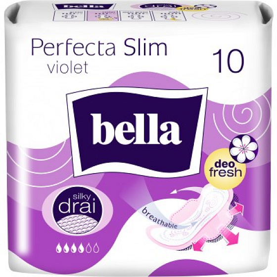 Bella Perfecta Slim Violet ultradünne Damenbinden mit Flügeln 10 Stück