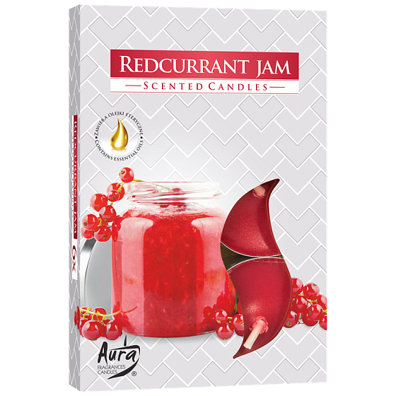 Bispol Aura Redcurrant Jam - Teekerzen mit Duft nach roten Johannisbeeren 6 Stück