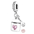 Sterling Silber 925 Airpods Kopfhörer mit rosa Herz, 2in1-Anhänger Armband Interessen