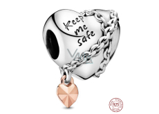 Sterling Silber 925 Herz mit Kette Keep me safe, Perle für Armband Liebe