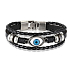 Mehrschichtiges Lederarmband braun, blaues Augensymbol, größenverstellbar