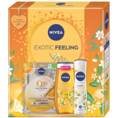 Nivea Exotic Feeling Q10 belebende Tuchmaske + Nivea Exotic Feeling Duschgel 250 ml + Nivea Exotic Feeling Antitranspirant Spray 150 ml, Kosmetikset für Frauen