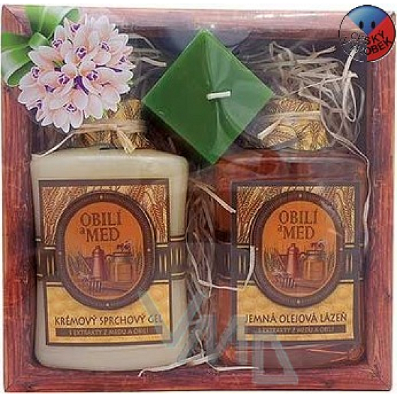 Böhmen Geschenke Getreide und Honig Duschgel 300 ml + Bad 300 ml + Kerze, Kosmetikset
