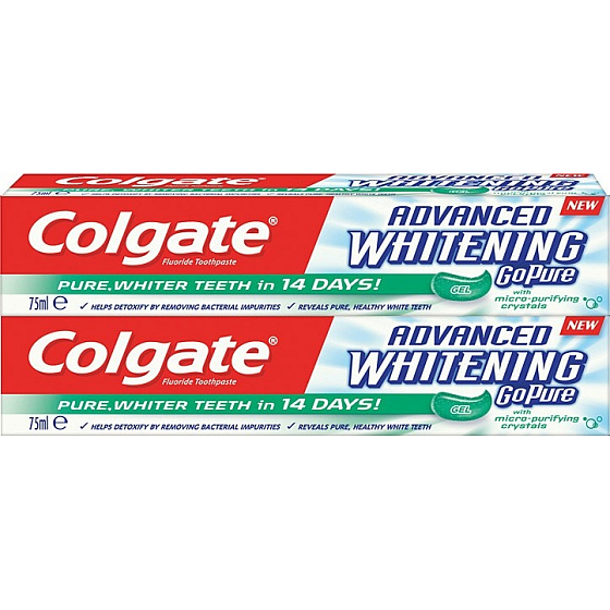 Colgate Advanced Whitening Go Reine Zahnpasta mit Bleaching-Effekt 2 x 75 ml