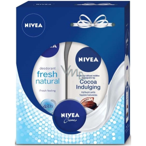 Nivea Cocoa Indulging Nourishing Body Lotion 250 ml + Frisches natürliches Antitranspirant-Spray 150 ml + Creme 30 ml, Kosmetikset