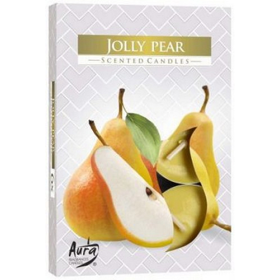 Bispol Aura Jolly Pear - Teelichter mit Duft nach fröhlicher Birne 6 Stück