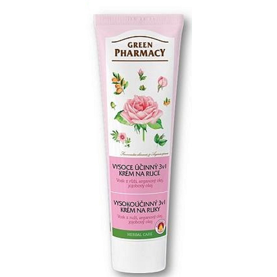 Green Pharmacy 3in1 Rose, Argan, Jojoba hochwirksame Handcreme 100 ml