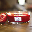 WoodWick Granatapfel - Granatapfel-Duftkerze mit breitem Holzdocht und Glasbootsdeckel 453 g
