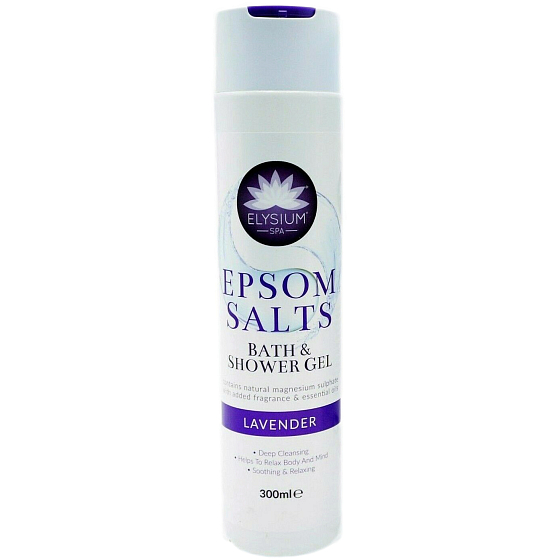 Elysium Spa Lavendel Bade- und Duschgel mit natürlichem Magnesiumsulfat und zusätzlichem Aroma von ätherischen Ölen 300 ml