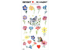 Bogenabziehbilder für Steine Blumen und Vögel 17 x 9,5 cm