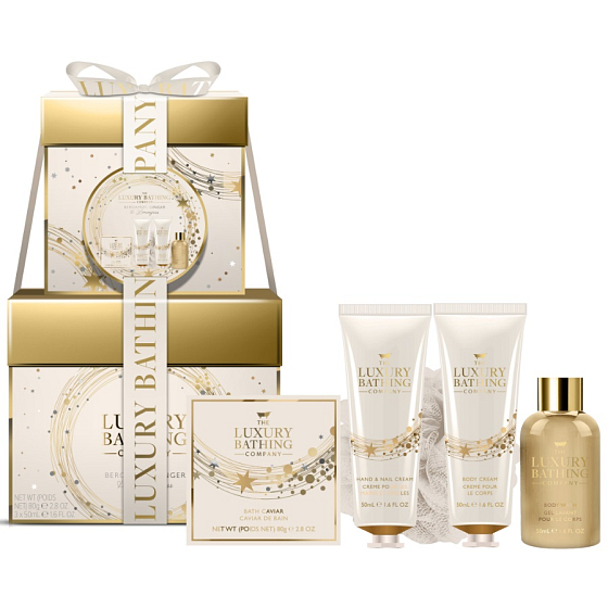 Grace Cole Bergamot, Ginger & Lemongrass Reinigungsgel 50 ml + Hand- und Körpercreme 2 x 50 ml + Badeperlen 80 g + Waschschwamm, Kosmetikset für Damen