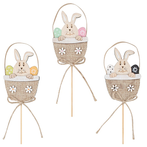 Hase im Cupcake Holzdübel 9 cm + Spieße 1 Stück in verschiedenen Farben