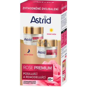 Astrid Rose Premium 65+ stärkende und remodellierende Tagescreme für sehr reife Haut 50 ml + Rose Premium 65+ stärkende und remodellierende Nachtcreme für sehr reife Haut 50 ml, Duopack
